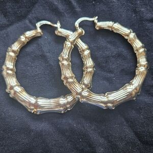 Gold over Silver plated Bamboo Earrings